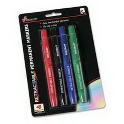 MARKER, PERMANENT, RETRACTABLE, BULLET TIP, ASSORTED, ABILITYONE, 4 / PK MARKER, PERMANENT, RETRACTABLE, BULLET TIP, ASSORTED, ABILITYONE, 4 / PK