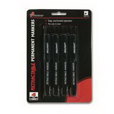 MARKER, PERMANENT, RETRACTABLE, BULLET TIP, BLACK, ABILITYONE, 4 / PK MARKER, PERMANENT, RETRACTABLE, BULLET TIP, BLACK, ABILITYONE, 4 / PK