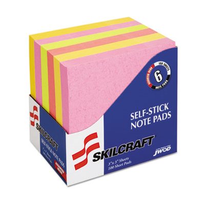PADS, SELF-STICK, NOTE PADS, 3" X 3", UNRULED, ASSORTED NEON PADS, SELF-STICK, NOTE PADS, 3" X 3", UNRULED, ASSORTED NEON