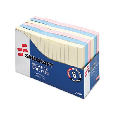PADS, SELF-STICK, NOTE PADS, 4" X 6", RULED, ASSORTED, ABILITYONE PADS, SELF-STICK, NOTE PADS, 4" X 6", RULED, ASSORTED, ABILITYONE