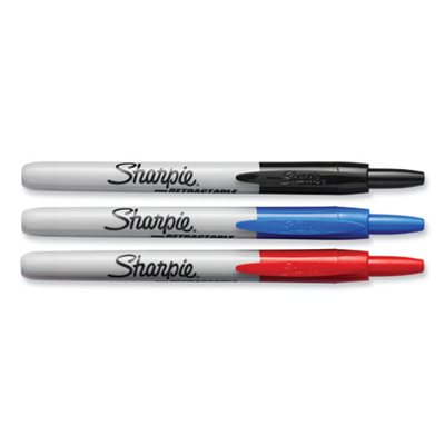 Retractable Permanent Markers, Fine Point, Assorted, 3 / Set