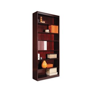 BOOKCASE, SQUARE CORNER, WOOD VENEER, SEVEN-SHELF, 35.625"w x 11.75"d x 84"h, MAHOGANY