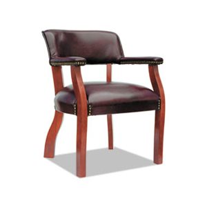CHAIR, ALERA TRADITIONAL SERIES, GUEST, ARMCHAIR, MAHOGANY FINISH / OXBLOOD VINYL