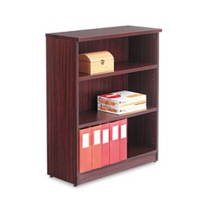 BOOKCASE, ALERA VALENCIA SERIES, THREE-SHELF, 31.75"w x 14"d x 39.375"h, MAHOGANY