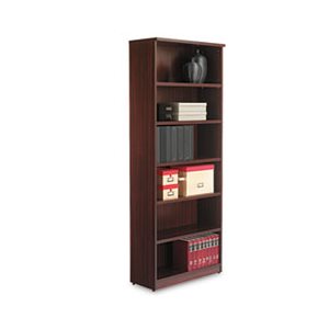 BOOKCASE, ALERA VALENCIA SERIES, SIX-SHELF, 31.75"w x 14"d x 80.375"h, MAHOGANY