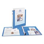 BINDER, HEAVY-DUTY, NON-STICK VIEW W / SLANT RINGS, 1" CAPACITY, LIGHT BLUE