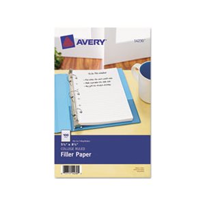FILLER PAPER, Mini Binder, 5.5" x 8.5", 7-Hole Punch, College Rule, 100 / PK
