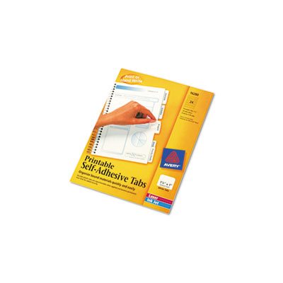 TABS, Printable Plastic Tabs, Repositionable Adhesive, 1.25", White, 96 ...