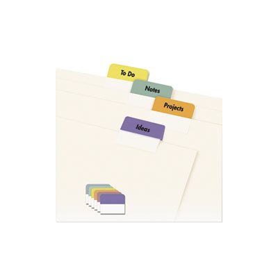 TABS, Printable Plastic, Repositionable Adhesive, 1.25", Assorted, 96 / Pk