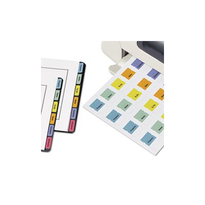 TABS, Printable Plastic, Repositionable Adhesive, 1.75", Assorted, 80 / Pk