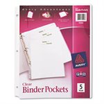 ETS Binder Pockets, 3-Hole Punched, 9.25" x 11", Clear, 5 / Pk