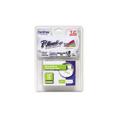 LABELING TAPE, TZ Standard Adhesive, Laminated, .5" x 16.4', White on Lime Green LABELING TAPE, TZ Standard Adhesive, Laminated, .5" x 16.4', White on Lime Green