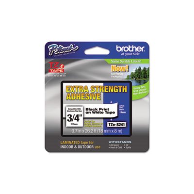 LABELING TAPE, TZe Extra-Strength Adhesive, Laminated, .75"w, Black on White LABELING TAPE, TZe Extra-Strength Adhesive, Laminated, .75"w, Black on White