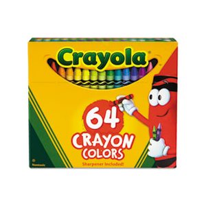CRAYONS, CRAYOLA, Classic Colors, Flip-Top Pack, w /  Sharpener, 64 Colors