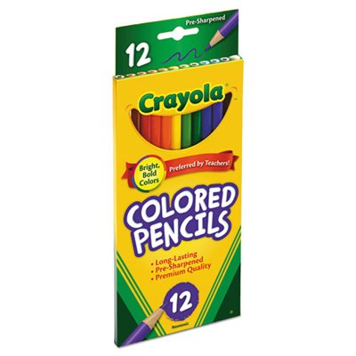 PENCILS, COLORED, Long Barrel, Woodcase, 3.3 mm, Assorted, 12 / SET