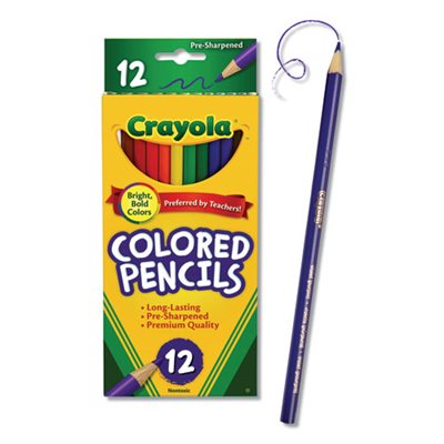 PENCILS, COLORED, Long Barrel, Woodcase, 3.3 mm, Assorted, 12 / SET
