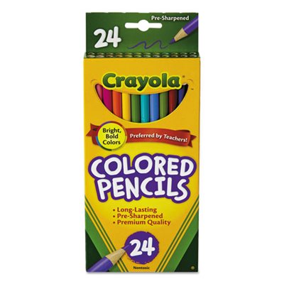 PENCILS, COLORED, Long Barrel, Woodcase, 3.3 mm, Assorted, 24 / Set