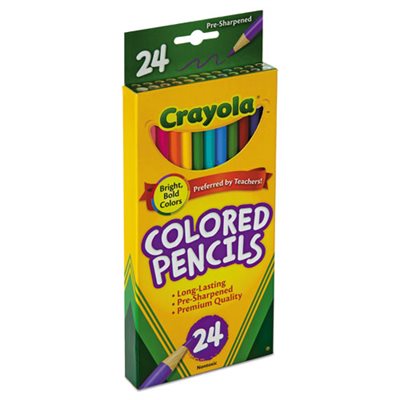 PENCILS, COLORED, Long Barrel, Woodcase, 3.3 mm, Assorted, 24 / Set