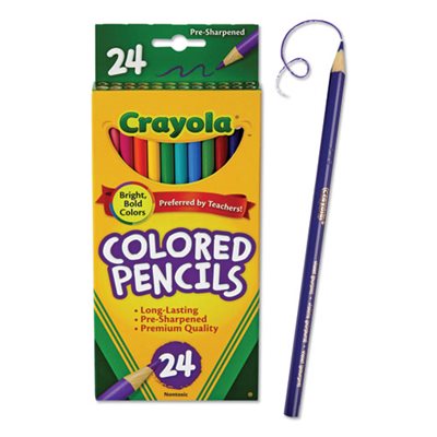 PENCILS, COLORED, Long Barrel, Woodcase, 3.3 mm, Assorted, 24 / Set