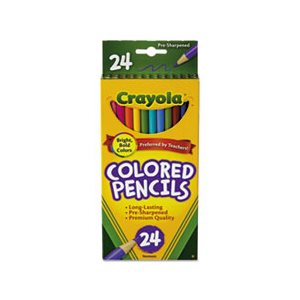 PENCILS, COLORED, Long Barrel, Woodcase, 3.3 mm, Assorted, 24 / Set