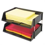 TRAY, DESK SET, INDUSTRIAL, STACKING, Two Tier, Plastic, Black