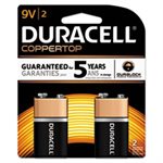 BATTERIES, 9V, DURACELL CopperTop, Alkaline, w /  Duralock Power Preserve Technology, 2 / PACK