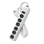 POWER STRIP, Six-Outlet, 120V, 6ft Cord, 12.1875" x 2.5" x 1.375", Platinum