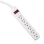 POWER STRIP, Six-Outlet, 6' Cord, 1.938" x 10.188" x 1.188", Ivory