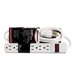POWER STRIP, Six-Outlet, 6' Cord, 1.938" x 10.188" x 1.188", Ivory