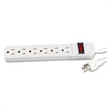 POWER STRIP, Six-Outlet, 6' Cord, 1.938" x 10.188" x 1.188", Ivory