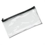 WALLET, Leatherette, Zippered, Leather-Like Vinyl, 11"w x 6"h, Clear