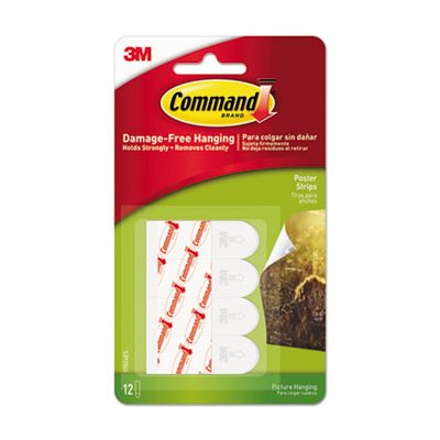 MOUNTING TAPE, STRIPS, POSTER ADHESIVE, COMMAND, WHITE, 12 / PACK MOUNTING TAPE, STRIPS, POSTER ADHESIVE, COMMAND, WHITE, 12 / PACK