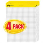 EASEL PADS, Self-Stick, Quadrille, 25" x 30", White, 4 - 30 Sheet Pads / Carton