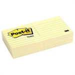 POST-IT NOTES, Pads,Canary Yellow, 3" x 3", Lined, 100-Sheet, 6 / Pack