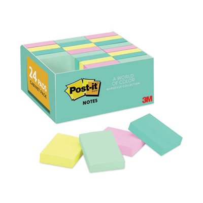 ETS POST-IT NOTES, Pads, Marseille Colors, Value Pack, 1.5" x 2", 100-Sheet, 24 / Pack