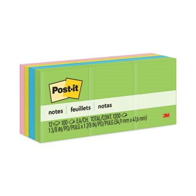 ETS POST-IT NOTES, Pads, Jaipur Colors, 1.5" x 2", 100-Sheet, 12 / Pack