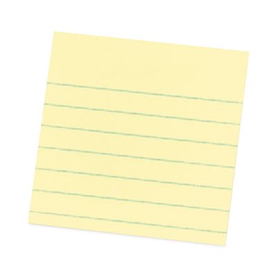 POST-IT NOTES, Canary Yellow, Lined, 4" x 4", 90-Sheet, 12 / Pack