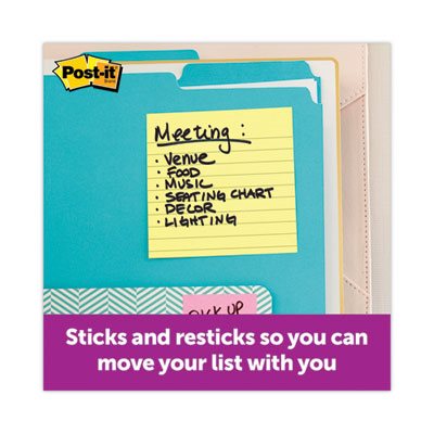 POST-IT NOTES, PADS, Canary Yellow, Lined, 4" x 4", 90-Sheet, 6 / Pack
