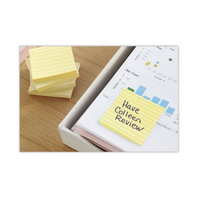 POST-IT NOTES, PADS, CANARY YELLOW, Lined, 4" x 4", 300-Sheet,