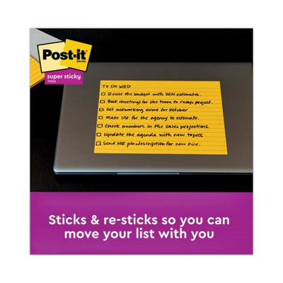 POST-IT NOTES, PADS, Meeting Notes, Rio de Janeiro Colors, Lined, 8" x 6", 45-Sheet, 4 / Pack