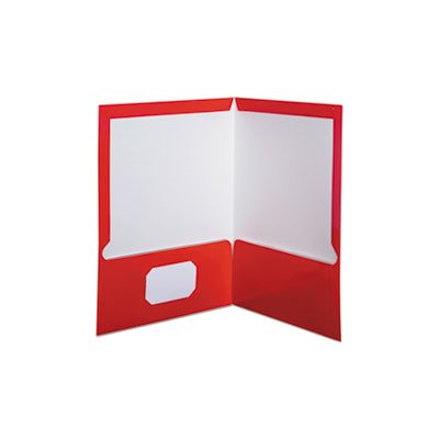 High Gloss Laminated Paperboard Folder, 100-Sheet Capacity, Red, 25 / Box High Gloss Laminated Paperboard Folder, 100-Sheet Capacity, Red, 25 / Box