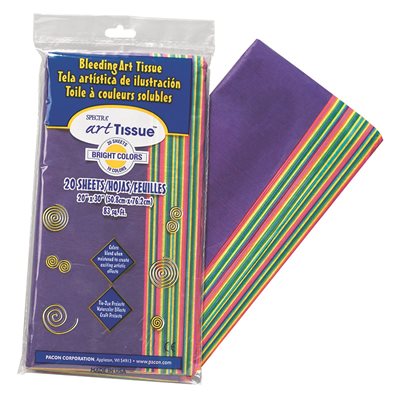 ART TISSUE, SPECTRA, DELUXE BLEEDING, 20" X 30", 10 ASSORTED BRIGHT COLORS, 20 SHEETS ART TISSUE, SPECTRA, DELUXE BLEEDING, 20" X 30", 10 ASSORTED BRIGHT COLORS, 20 SHEETS