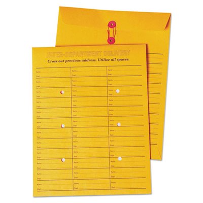Brown Kraft String & Button Box Style Interoffice Envelope, 10 x 13, 100 / Box