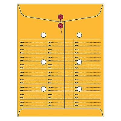 Brown Kraft String & Button Box Style Interoffice Envelope, 10 x 13, 100 / Box