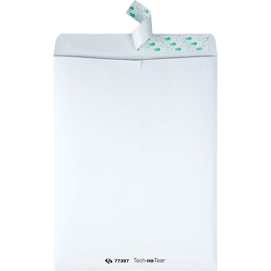 Tech No Tear Catalog Envelope, Poly Lining, 10 x 13, White, 100 / Box