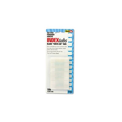 Side-Mount Self-Stick Plastic Index Tabs, 1 inch, White, 104 / Pack