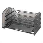 Mesh Desk Organizer, 1 Vertical / 3 Horizontal Sections, 16 1 / 4 x 9 x 8, Black