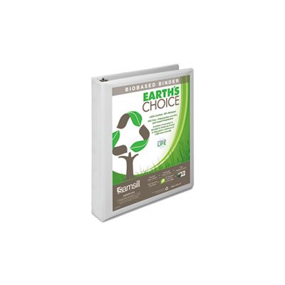 Earth's Choice Biobased D-Ring View Binder, 1" Cap, White Earth's Choice Biobased D-Ring View Binder, 1" Cap, White