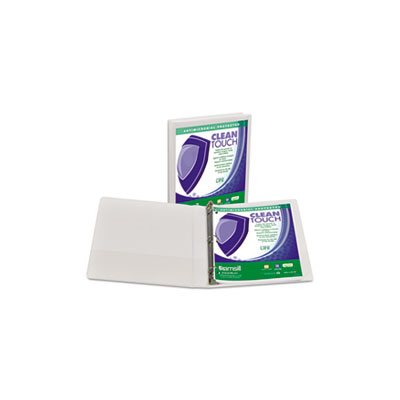 Clean Touch Locking Round Ring View Binder, Antimicrobial, 1" Cap, White Clean Touch Locking Round Ring View Binder, Antimicrobial, 1" Cap, White