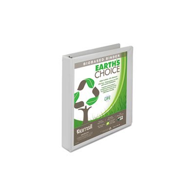 Earth's Choice Biobased Round Ring View Binder, 1" Cap, White Earth's Choice Biobased Round Ring View Binder, 1" Cap, White